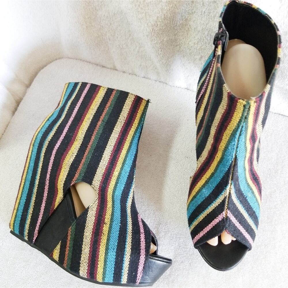 Ikat rainbow stripe platform Zena booties Bumper
